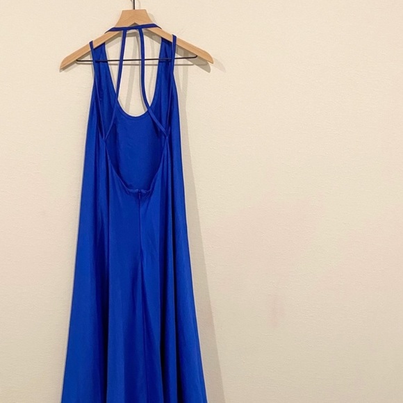 🦋 SOLD BCBG MAXAZRIA SILK LIKE BLUE MAXI DRESS 🦋 - Picture 4 of 6